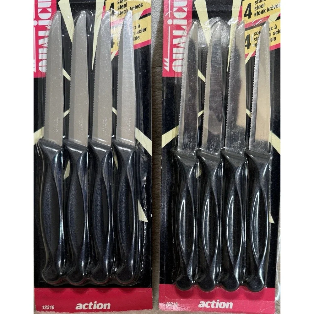 Vintage 1992 Qualicut Action Made In Italy Steak Knives 2 Packs 8 Total